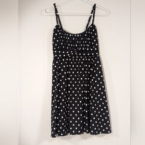 Le Chateau Small Black with White Polka Dots Spaghetti Strap Fit n Flare Dress